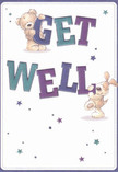 Radiating joyful comfort, this get well card design is as uplifting as a fresh bouquet hand-delivered by Sidcup Florist to a doorstep near Foots Cray Meadows. The scene springs to life with two endearing characters - a teddy bear and a perky puppy - each balancing the large, playful letters that boldly spell out 'Get Well.' Their faces exude hope and affection, their plush fur textures drawn in soft, welcoming detail, as if inviting a reassuring embrace. The text's hues of indigo and teal stand proudly, set against a gentle cream background that seems to softly glow in the morning light so often found on Sidcup Place's terraces. Scattered above and around the friends, twinkling stars in deep blue and lively purple cast a cheerful, magical aura, suggesting good wishes flying off into the neighbourhood. Every brushstroke and colour choice tells a gentle story - of resilience, community, and heartfelt support. This card carries all the warmth of a caring note tucked in amongst flowers: an instant dose of kindness and encouragement for anyone on the mend within the caring circles of Sidcup.